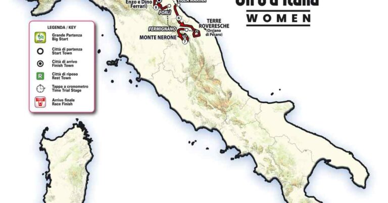 Giro d'Italia Kvinder 2025: Rute – etapeplan for kvindernes Tour of Italy