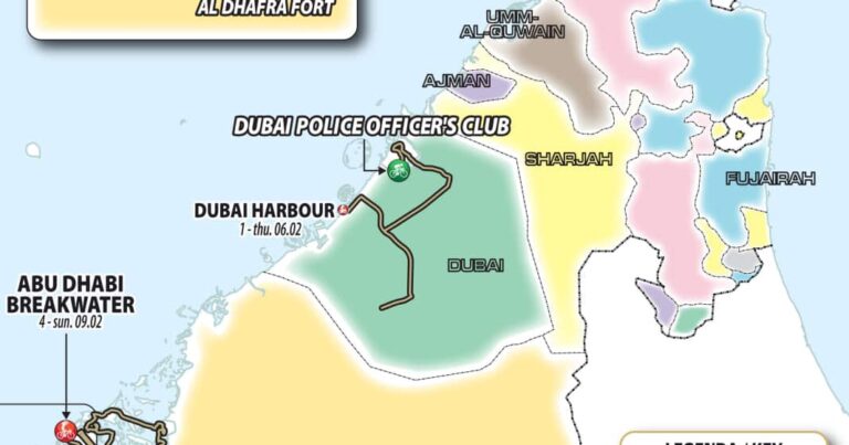 UAE Tour Women 2025 – Rute: Alle faser med et øjeblik
